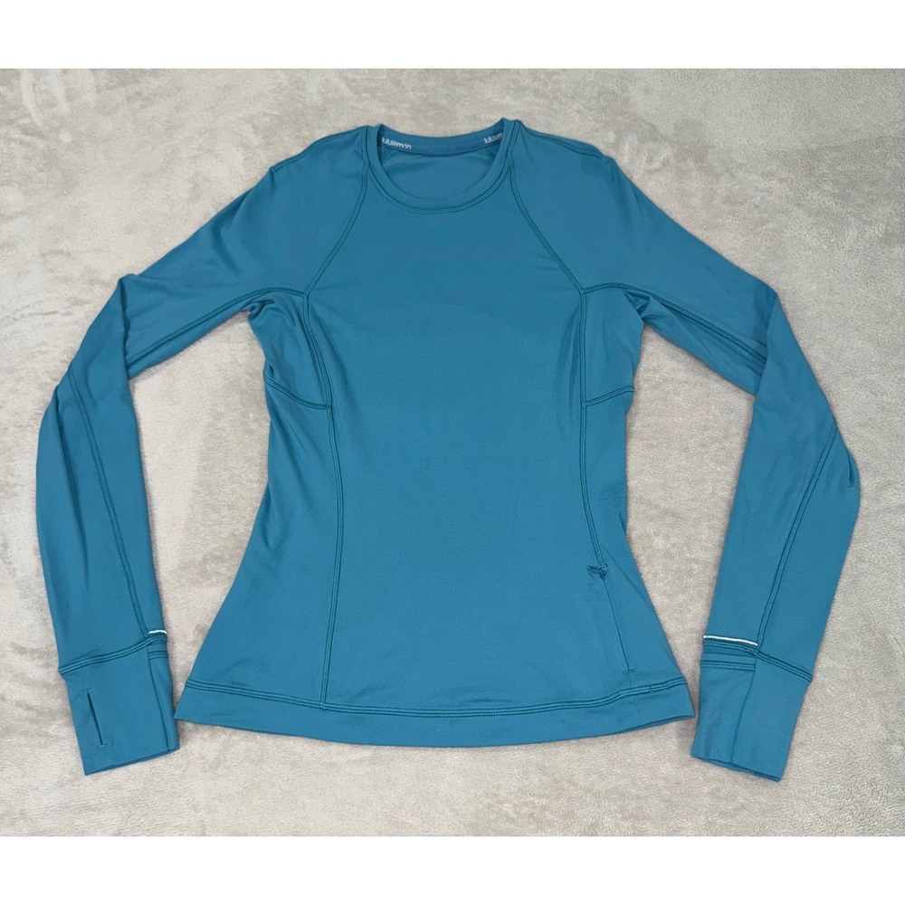 Lululemon Swiftly Tech Long Sleeve Shirt Teal Blue Thumbholes Running Top 4